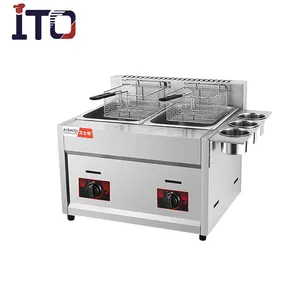 Double tanks industrial gas deep fryer