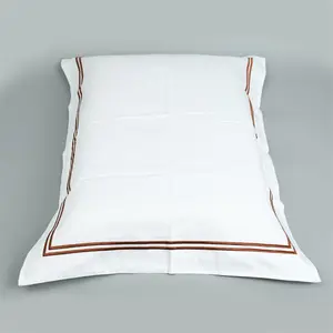 Linen bedding 18 Inch 4 Cm Border Pillow Sham 100% Linen Cushion Cover For Home Seat