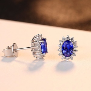 Boucles d'oreilles clous CZCITY au design unique avec <span class=keywords><strong>saphir</strong></span> <span class=keywords><strong>bleu</strong></span>, en argent sterling 925, bijoux raffinés, boucles d'oreilles tendance - Product Image 6