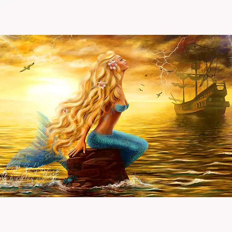 Mermaid at sea round or square drill diamond embroidery kits home decoration gift 5D DIY full diamond painting