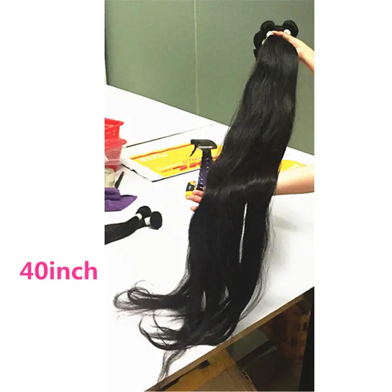 Hot selling 40inch virgin human hair straight bundles, Long length 28 30 32 34 36 38 40 inch Brazilian hair