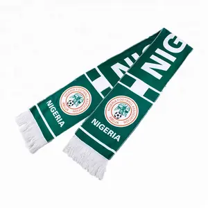 Africa Cup Nations Nigeria promotional gift mini scarfs cheapest satin football scarf for Nigeria