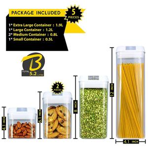 5 Piece Set BPA free sinh thái thân thiện không khí chặt chẽ dễ dàng có nắp đậy khóa tủ đông máy rửa chén an toàn thực phẩm lưu trữ container - Product Image 3