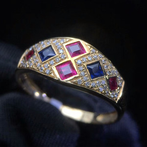 Vente en gros <span class=keywords><strong>2022</strong></span> nouveau design 18 carats or jaune pierre naturelle rubis saphir <span class=keywords><strong>bague</strong></span> pour femmes bijoux <span class=keywords><strong>de</strong></span> mode - Product Image 3