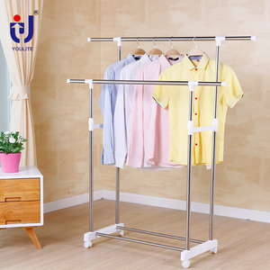 Grand porte-vêtements métallique amovible avec étagères suspendues <span class=keywords><strong>sur</strong></span> roulettes pour salle de bain, séchoir à vêtements à un seul niveau - Product Image 2
