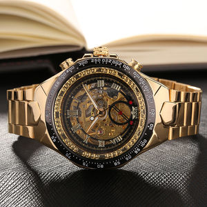 <span class=keywords><strong>Orologio</strong></span> Meccanico Automatico da <span class=keywords><strong>Uomo</strong></span> di Marca Famosa Winner, Quadrante Scheletrato alla Moda, <span class=keywords><strong>Orologio</strong></span> Analogico Sportivo Vintage in <span class=keywords><strong>Acciaio</strong></span> Dorato - Product Image 6