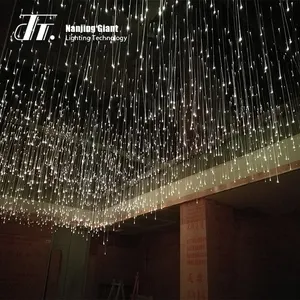 RGB remote control led crystal Gypsophila hanging fiber optic light lobby hall roof light