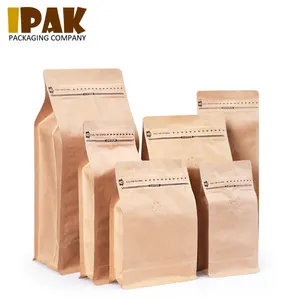 Kertas Kraft Food Grade 6Oz Tas Kopi Bawah Persegi dengan Katup