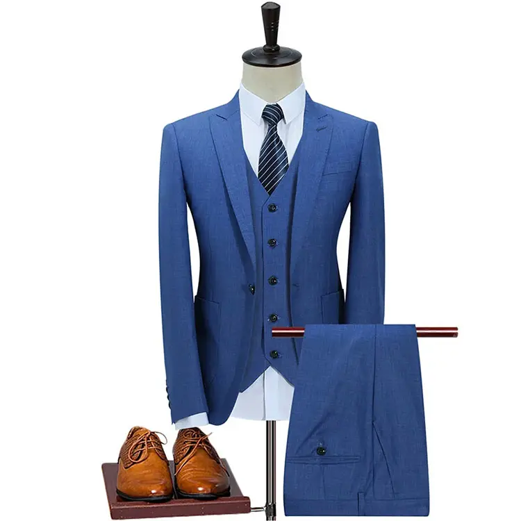 High Quality Royal Blue Formal Office Suit Men Suit Wool Coat Pant Men Suit