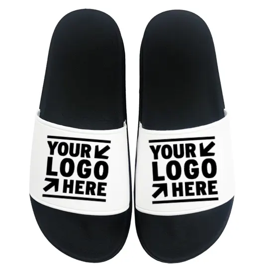 Sandália deslizante lisa de pvc, sandália de eva preta para homens e mulheres, chinelo personalizado com logotipo personalizado