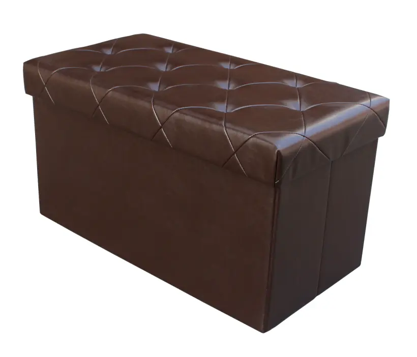 Özelleştirilmiş lüks su geçirmez kahverengi PU deri katlanabilir depolama osmanlı tezgah seti serisi oturma odası için