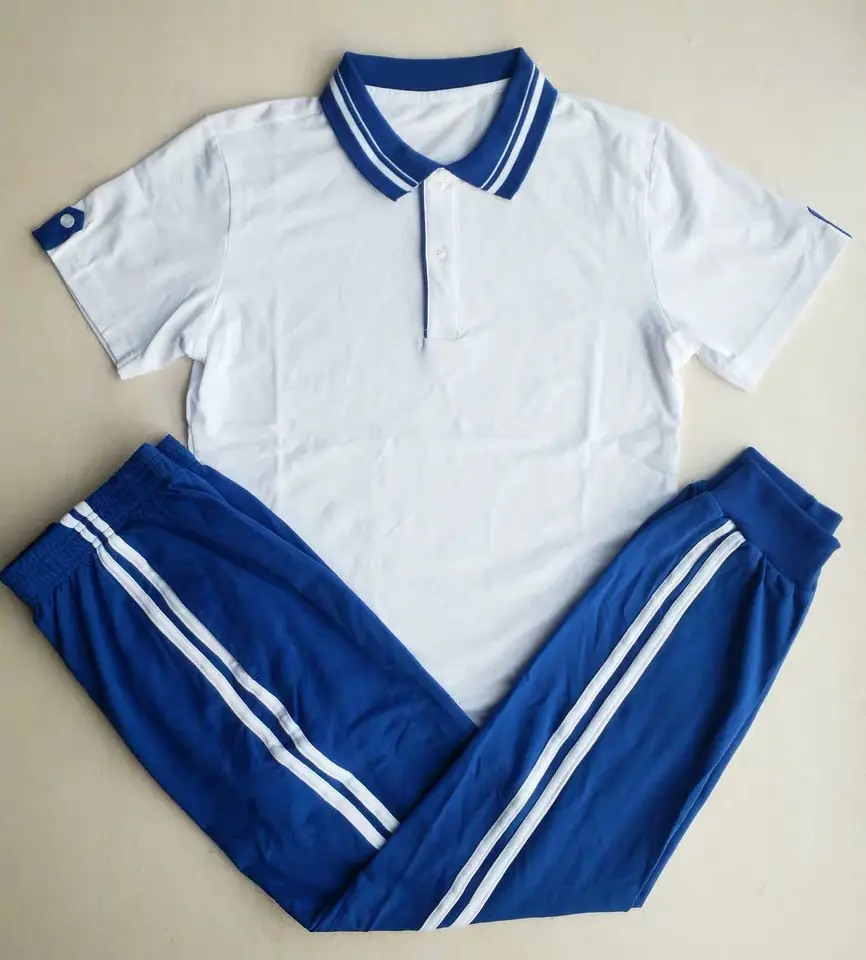 China Factory Manufacture Students Uniform Polo Shirt Pants Sets Tracksuit School Uniform Wholesale