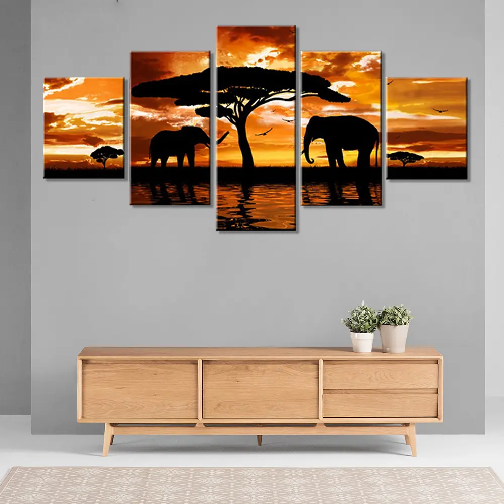 5 panel living room decor custom pop wall fine art printing canvas print