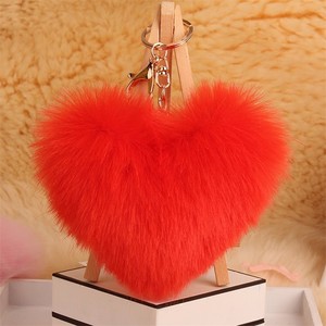 Llavero con pompón <span class=keywords><strong>de</strong></span> piel <span class=keywords><strong>de</strong></span> zorro artificial, llavero con pompón <span class=keywords><strong>de</strong></span> piel, corazón <span class=keywords><strong>de</strong></span> amor personalizado, venta al por mayor, 2018 - Product Image 4