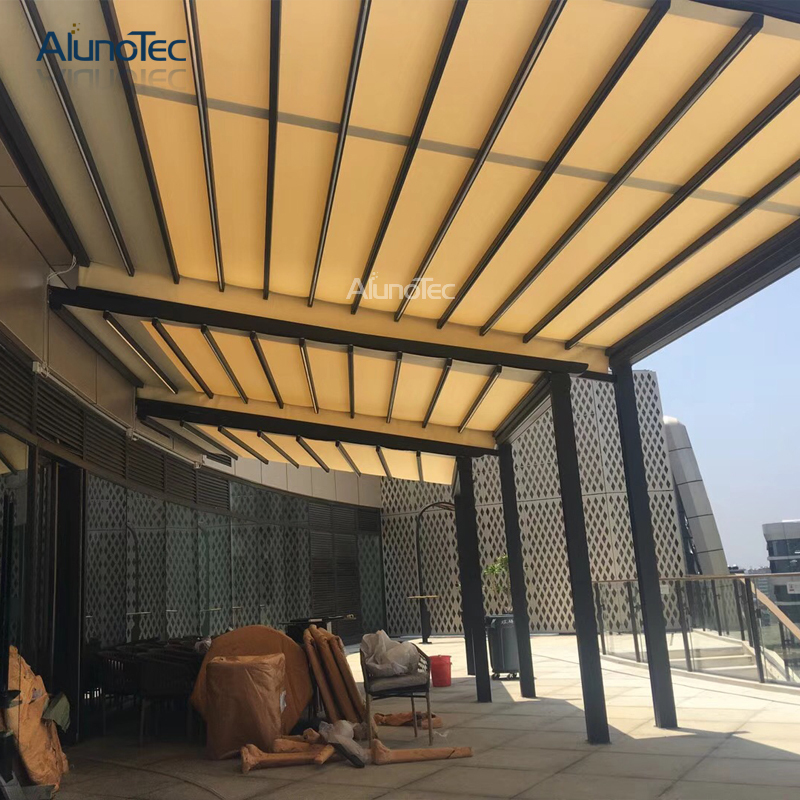 Pergola extérieure Toit Rétractable Auvent Avec LED Lumières