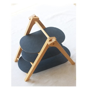 Soporte para pastel <span class=keywords><strong>de</strong></span> boda, piedra <span class=keywords><strong>de</strong></span> pizarra natural negra, garantía comercial, fabricante, 3 niveles - Product Image 3