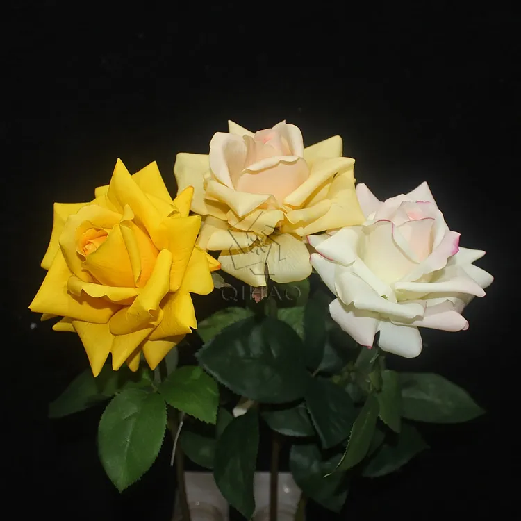 סיטונאי לטקס יחיד ורדים מלאכותי מגע אמיתי פרחים לחתונה קישוט מרכזי פרח