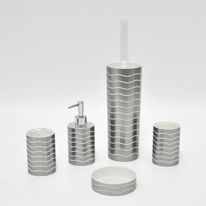 Porte-brosse à dents rond en plastique argenté Wave - Product Image 6