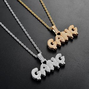 BES เครื่องประดับฮิปฮอปไมโครปูเพทาย CZ หินแก๊งตัวอักษรจี้ออกชื่อเสน่ห์สร้อยคอทองเหลืองทอง - Product Image 2