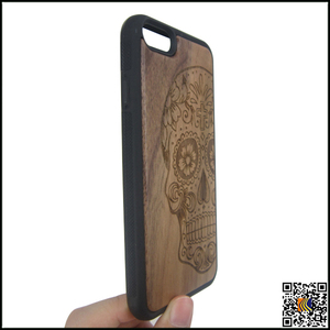 Nueva! cráneo grabado caja del teléfono celular para el iphone 6, TPU madera de ébano cubierta - Product Image 4