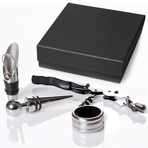 4 ชิ้นสแตนเลสสตีลชุดเครื่องมือไวน์ที่เปิดขวด Corkscrew ชุดไวน์ Pourer หยดแหวน
