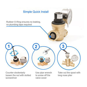 Covna Verstelbare Brass Water Drukreduceerklep En 40Mm 250 / 300 / 400 Bar Vloeistof Gevulde Manometer - Product Image 6