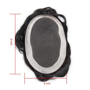 Parrucca di <span class=keywords><strong>parrucchino</strong></span> indiano dei capelli umani Remy Base di pizzo francese per gli uomini a media densità con nodi sbiancati - Product Image 3