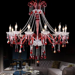 MEEROSEE 热卖室内装饰灯具红色玻璃管水晶枝形吊灯五颜六色的灯为餐厅 MD85476