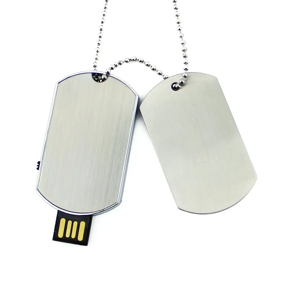 Collana con chiavetta USB a forma di medaglietta per cani a buon mercato Pendrive in metallo 32GB 64GB chiavette USB personalizza l'immagine del Logo