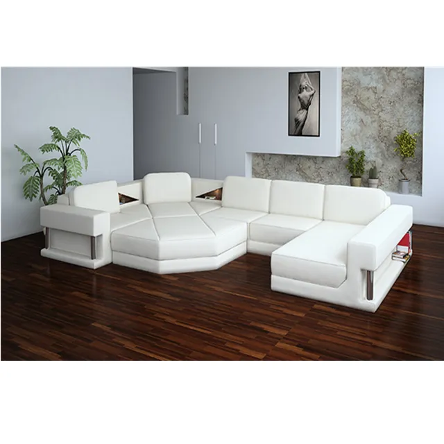 Factory Outlets living room Modern style Genuine leather u shaped sectional sofa set