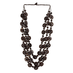 ボヘミアンココナッツシェルペンダントネックレス ハンドメイド多層ビーズステートメントロングネックレス ココビーズククイナッツネックレス - Product Image 5