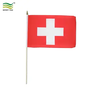 Bendera Swiss Kecil 14X21Cm, Bergelombang Tangan