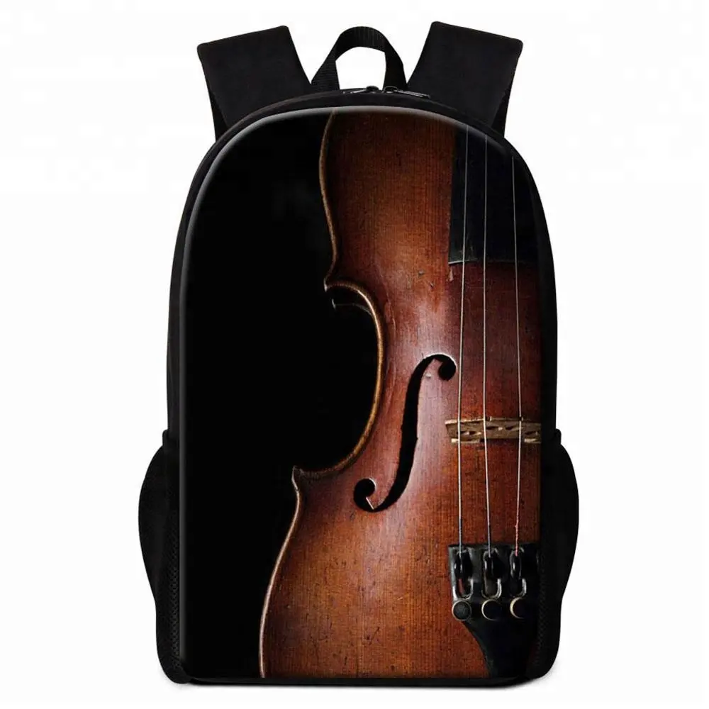 Arte hombro mochila bolso patrones violín imprimir chicas baratas mochila escolar para niñas adolescentes.