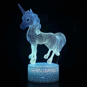 Tocco di colore 3d <span class=keywords><strong>Lampada</strong></span> Illusion Ha Condotto La Luce di Notte del USB <span class=keywords><strong>Lampada</strong></span> Da Tavolo per I Bambini Del Bambino Scherza il Regalo Camera Da Letto Comodino Cavallo Unicorno - Product Image 1