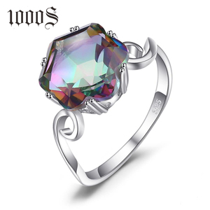 Fire Mystic Topaz Ring Jewelry Ring Rainbow 925 Sterling Silver Solid Jewelry Palace 3.2ct Anillos <span class=keywords><strong>de</strong></span> piedras preciosas Zircon Claw Setting - Product Image 1
