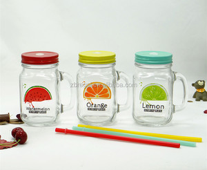 Nước Ép Trái Cây Thiết Kế Thủy Tinh Xử Lý Mason Jar Mugs Với Rơm Nắp - Product Image 1