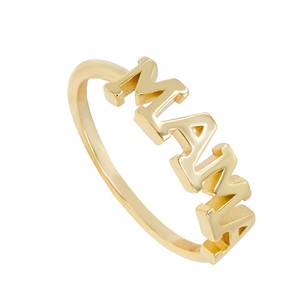 LOZRUNVE Elegant Jewelry Gold Jewellery S925 Fashion Minimalist Italian Mama Letter <strong>Plain</strong> <strong>Ring</strong> - Product Image 1