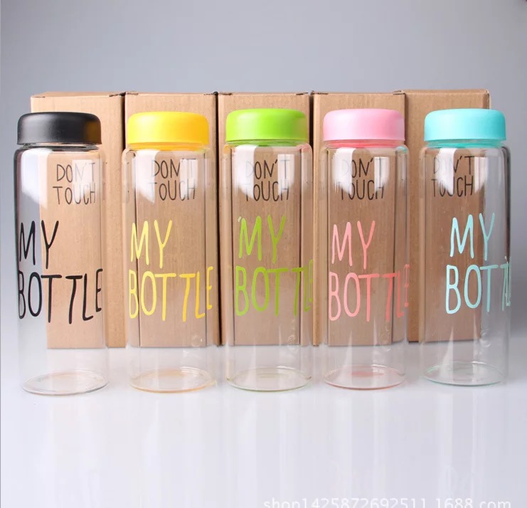 16oz Korea style my bottle glass lemonade promotional cup Glass Drinking Water Bottle