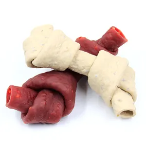 Assorted Meaty Knotted Bone Beef Chicken Flavor Dog Bone Food