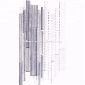 Semplice ed elegante lucido di cristallo trasparente a mano di vernice blues mattonelle di mosaico di vetro - Product Image 4