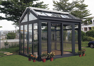 Solárium de Estilo Australiano con Estructura de Aluminio, Invernadero de Cristal con Techo Templado para Villas, Moldura Triangular - Product Image 3