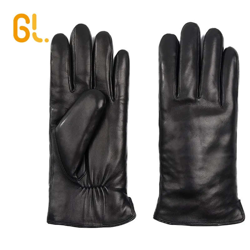 GL53 toptan Custom Made kalın erkekler hakiki kuzu derisi deri sürücü eldiveni