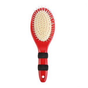 Natural pintado pinza de madera <span class=keywords><strong>pin</strong></span> nylon Paddle cojín rojo oval cepillo de pelo - Product Image 1