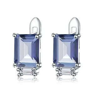 Abiding natural Iolite blue mystic quartz stone fashion jewelry 925 sterling silver earring for women