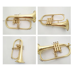 เครื่องดนตรีจีนราคาถูก คีย์ B  ฟลูเกิลฮอร์น ทรัมเป็ต  ทาสีทอง คุณภาพสูง รุ่น WI008-HML - Product Image 3