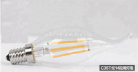 Ampoule LED à filament A55 C35, lampe rétro en verre, OEM, 60W, LED AC 80, ampoules 2W 4W 6W 8W E27 3000K blanc chaud, entrepôt COB, 2 ans de garantie