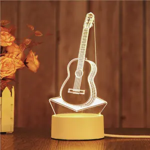 2024 מוצר חדש יפה 3D אור לילה בסיס גיטרה אופנה רב צבעים 3D LED אור הטוב ביותר עבור מתנת חג המולד