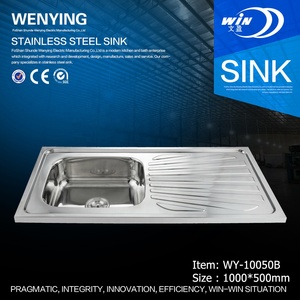 Évier de cuisine mural moderne à cuve unique de 1000 mm, poli, avec égouttoir, en acier inoxydable et fonte - Product Image 2