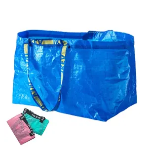 Большие многоразовые сумки для покупок из ПП ткани ламинированного брезента Blue Frakta