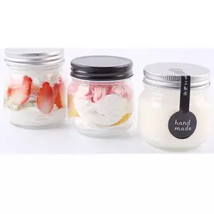 Toples Penyimpanan Jam Kaca Desain Baru 400Ml, Toples Jeli Buah Cangkir Babi dengan Tutup Atas Sekrup